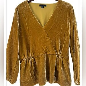 J Crew Velvet Faux Wrap Top